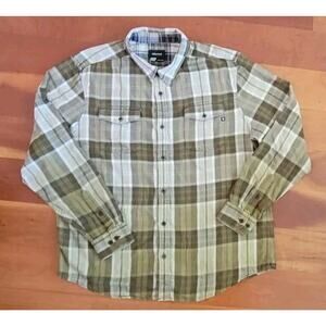 MARMOT Men's XXL Lightweight Flannel Long-Sleeve Shirt Green Brown Cream Plaid